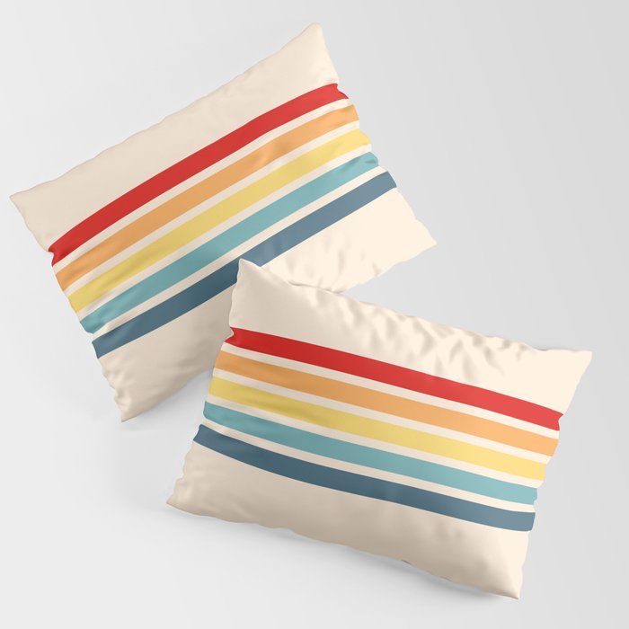 Takaakira - Classic Rainbow Retro Stripes Pillow Sham Gallery Image 3