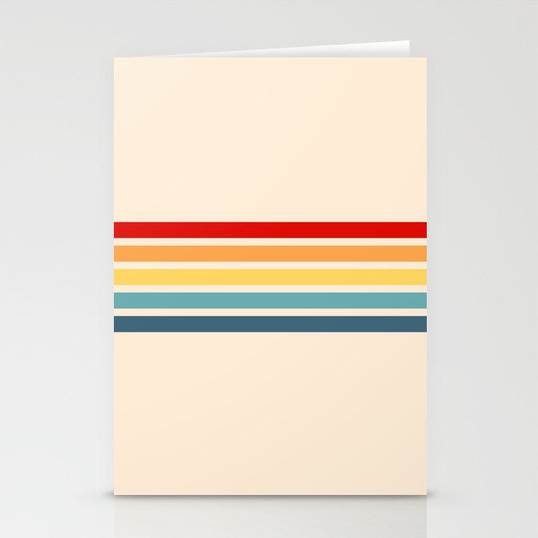 Takaakira - Classic Rainbow Retro Stripes Stationery Card Gallery Image 1