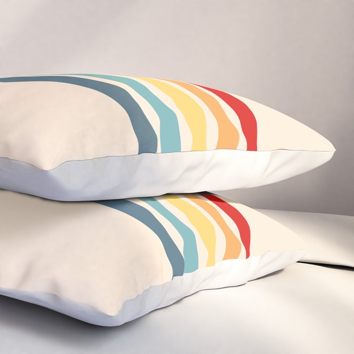 Takaakira - Classic Rainbow Retro Stripes Pillow Sham Gallery Image 3