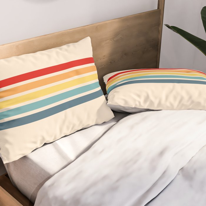Takaakira - Classic Rainbow Retro Stripes Pillow Sham Gallery Image 2