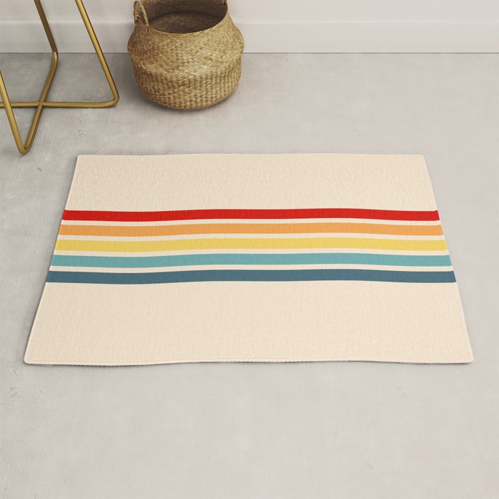 Takaakira - Classic Rainbow Retro Stripes Rug Gallery Image 1