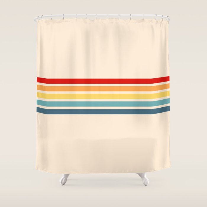 Takaakira - Classic Rainbow Retro Stripes Shower Curtain Gallery Image 1