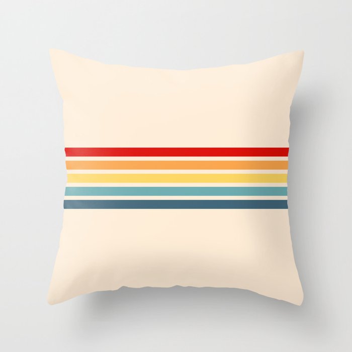 Takaakira - Classic Rainbow Retro Stripes Throw Pillow Gallery Image 1