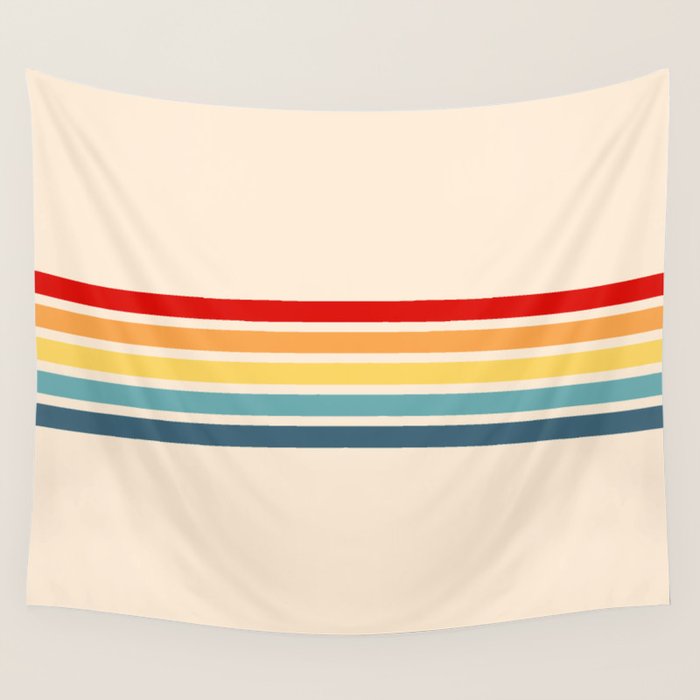 Takaakira - Classic Rainbow Retro Stripes Wall Tapestry Gallery Image 4