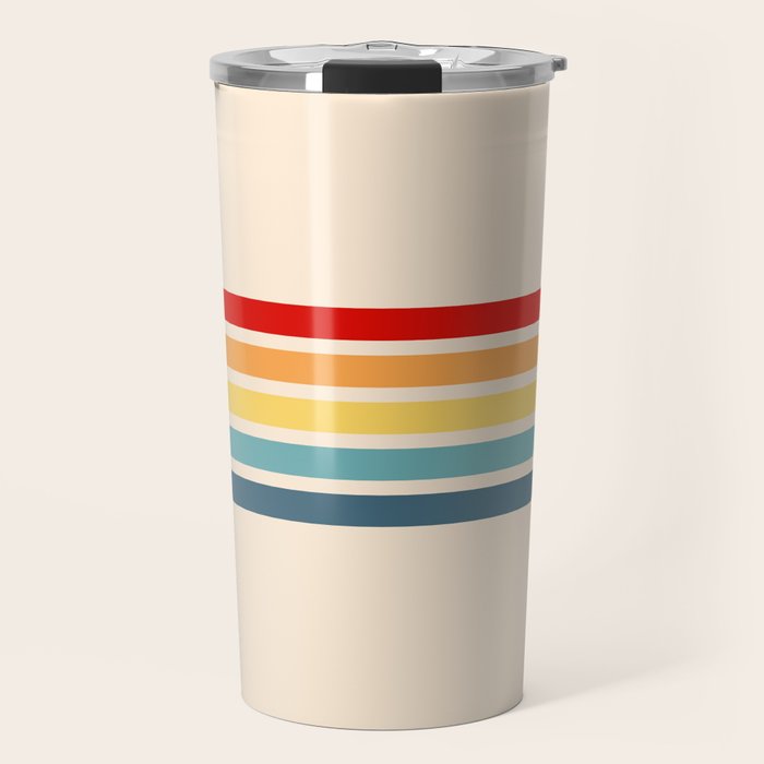 Takaakira - Classic Rainbow Retro Stripes Travel Mug Gallery Image 1