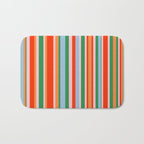 Colorful Vertical Stripe Pattern in Orange, Green, Pale Pink, and Baby Blue Bath Mat Gallery Image 1