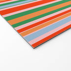 Colorful Vertical Stripe Pattern in Orange, Green, Pale Pink, and Baby Blue Welcome Mat Gallery Image 2