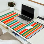 Colorful Vertical Stripe Pattern in Orange, Green, Pale Pink, and Baby Blue Desk Mat Gallery Image 2