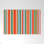 Colorful Vertical Stripe Pattern in Orange, Green, Pale Pink, and Baby Blue Welcome Mat Gallery Image 1