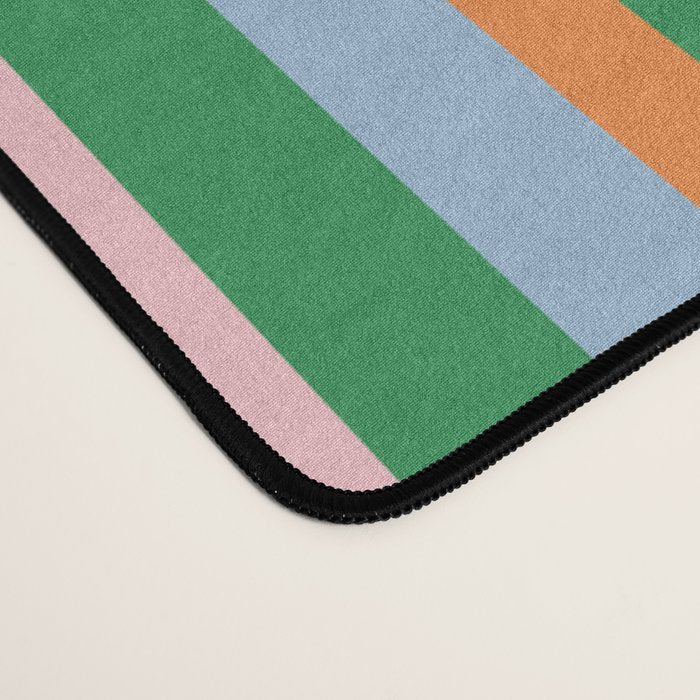 Colorful Vertical Stripe Pattern in Orange, Green, Pale Pink, and Baby Blue Desk Mat Gallery Image 4