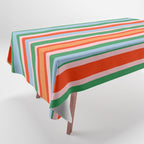 Colorful Vertical Stripe Pattern in Orange, Green, Pale Pink, and Baby Blue Tablecloth Gallery Image 1