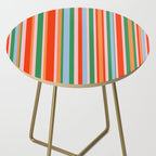 Colorful Vertical Stripe Pattern in Orange, Green, Pale Pink, and Baby Blue Side Table Gallery Image 2
