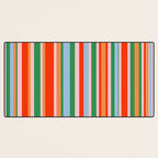 Colorful Vertical Stripe Pattern in Orange, Green, Pale Pink, and Baby Blue Desk Mat Gallery Image 3