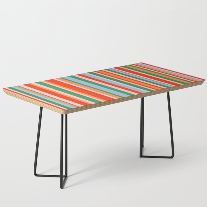 Colorful Vertical Stripe Pattern in Orange, Green, Pale Pink, and Baby Blue Coffee Table Gallery Image 1