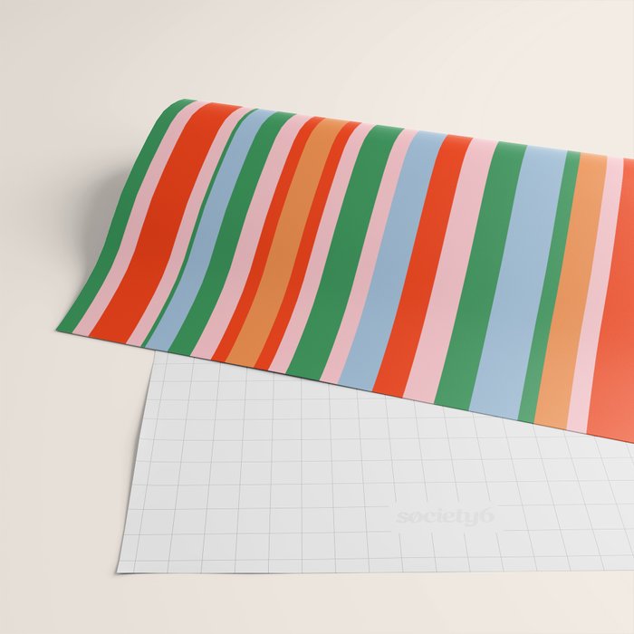Colorful Vertical Stripe Pattern in Orange, Green, Pale Pink, and Baby Blue Wrapping Paper Gallery Image 2