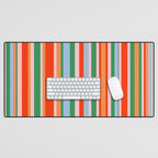 Colorful Vertical Stripe Pattern in Orange, Green, Pale Pink, and Baby Blue Desk Mat Gallery Image 1