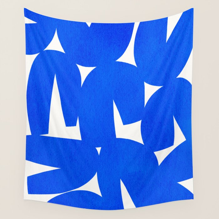 Blue abstract shapes N01 Wall Tapestry Gallery Image 4