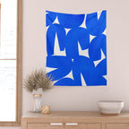 Blue abstract shapes N01 Wall Tapestry Gallery Image 2