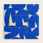 Blue abstract shapes N01 Wood Wall Art Gallery Image 1