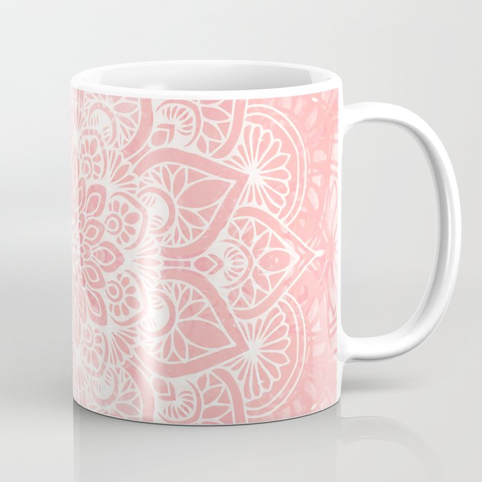 Mandala, Yoga Love, Coral, Wall Art Boho Coffee Mug Gallery Image 1