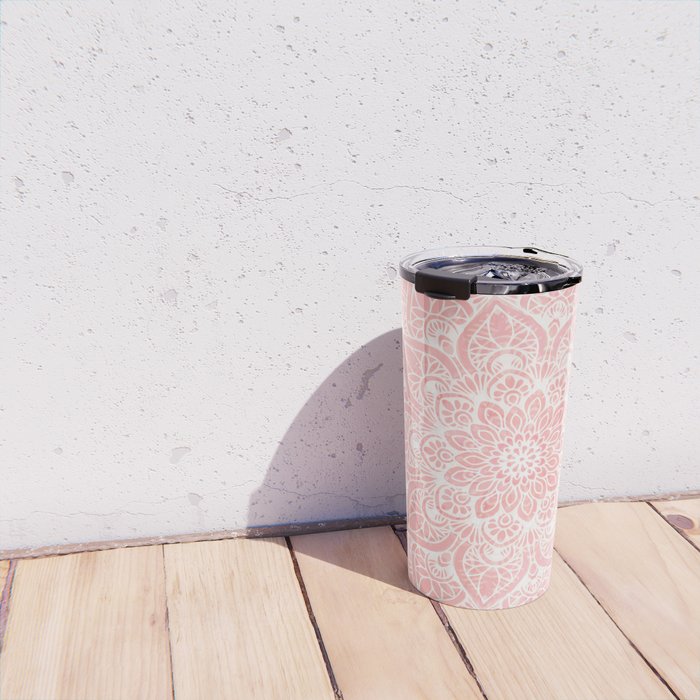 Mandala, Yoga Love, Coral, Wall Art Boho Travel Mug Gallery Image 4
