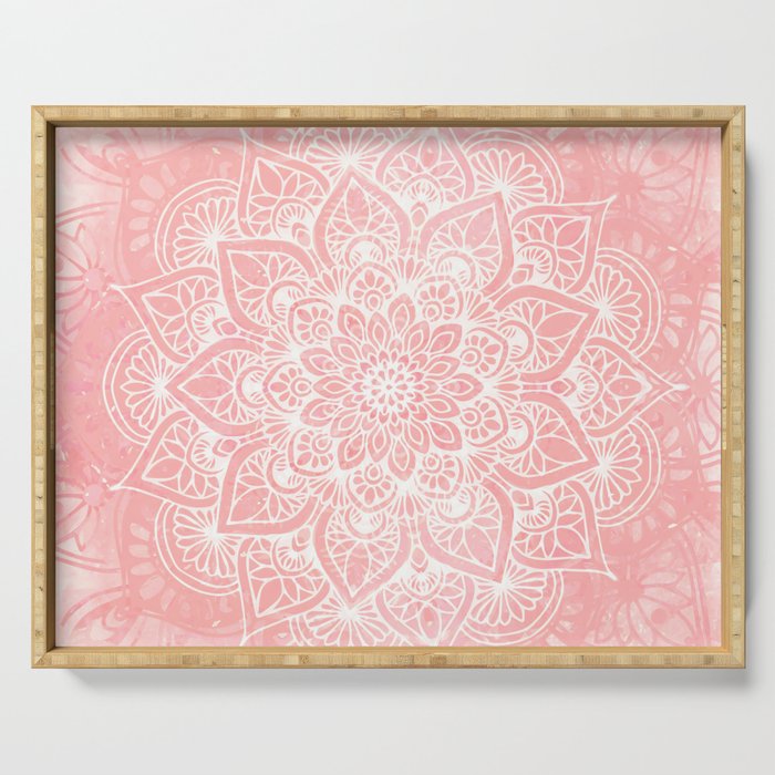 Mandala, Yoga Love, Coral, Wall Art Boho Serving Tray Gallery Image 1