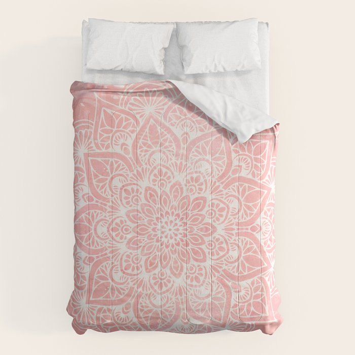 Mandala, Yoga Love, Coral, Wall Art Boho Comforter Gallery Image 1