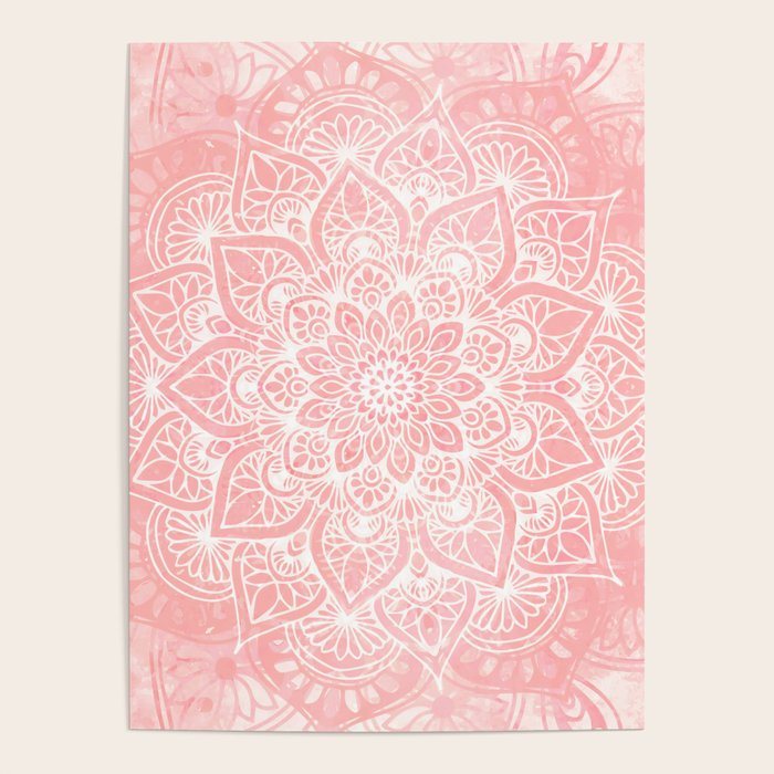 Mandala, Yoga Love, Coral, Wall Art Boho Poster Gallery Image 4