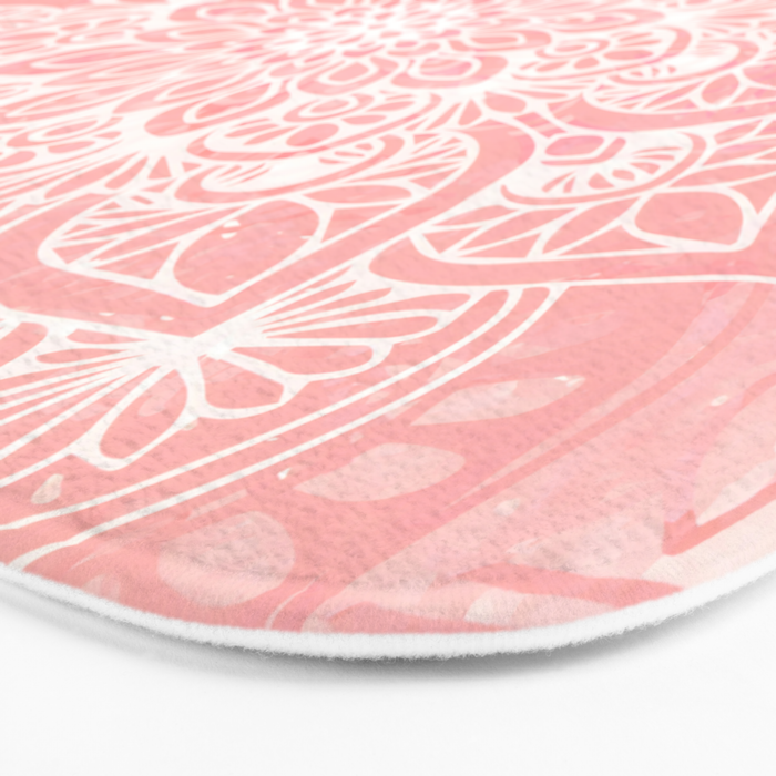 Mandala, Yoga Love, Coral, Wall Art Boho Bath Mat Gallery Image 3