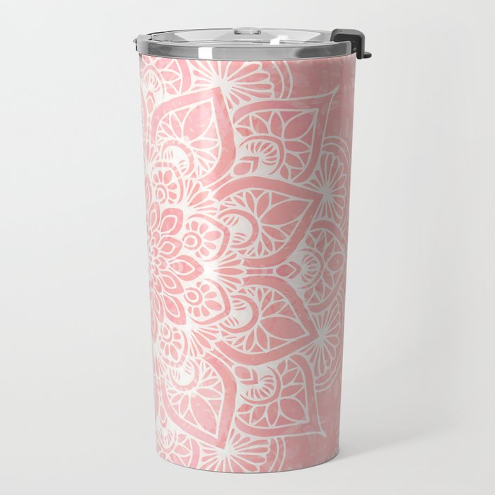 Mandala, Yoga Love, Coral, Wall Art Boho Travel Mug Gallery Image 2