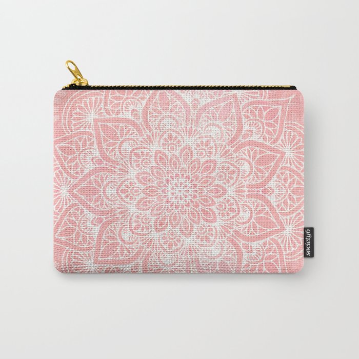 Mandala, Yoga Love, Coral, Wall Art Boho Carry All Pouch Gallery Image 1