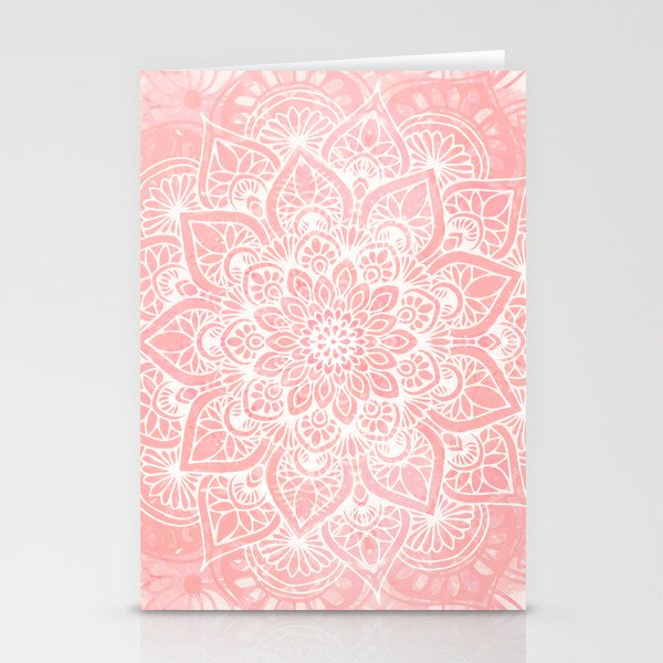 Mandala, Yoga Love, Coral, Wall Art Boho Stationery Card Gallery Image 1