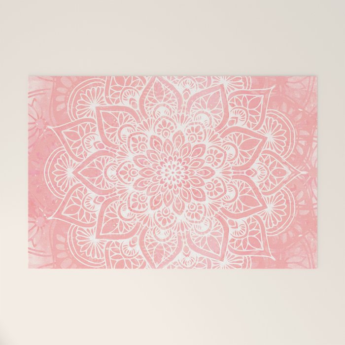 Mandala, Yoga Love, Coral, Wall Art Boho Welcome Mat Gallery Image 1