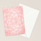Mandala, Yoga Love, Coral, Wall Art Boho Stationery Card Gallery Image 2