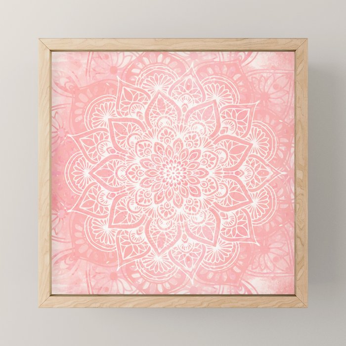 Mandala, Yoga Love, Coral, Wall Art Boho Mini Art Print Gallery Image 1