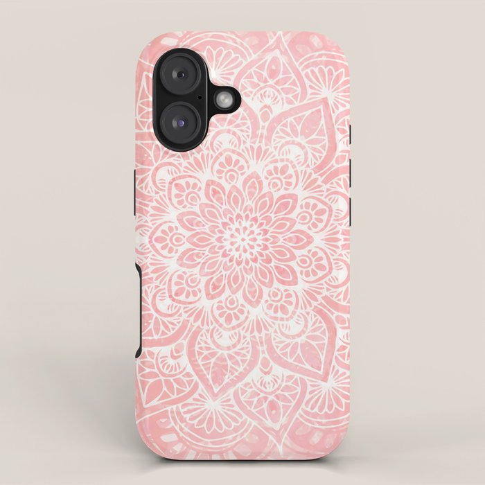 Mandala, Yoga Love, Coral, Wall Art Boho iPhone Case Gallery Image 1