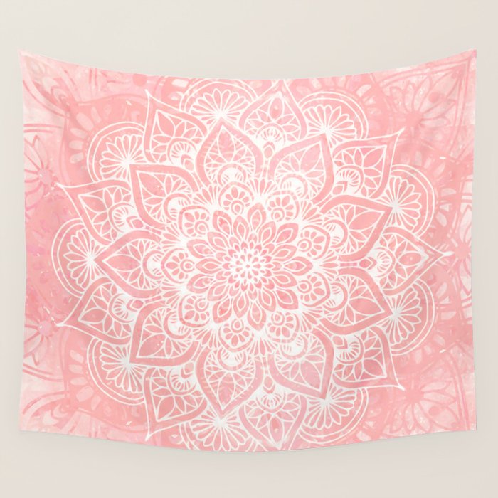 Mandala, Yoga Love, Coral, Wall Art Boho Wall Tapestry Gallery Image 4