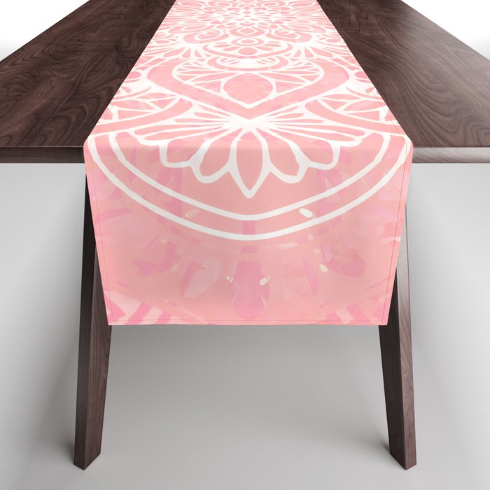 Mandala, Yoga Love, Coral, Wall Art Boho Table Runner Gallery Image 1