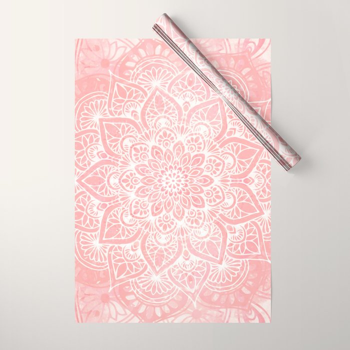Mandala, Yoga Love, Coral, Wall Art Boho Wrapping Paper Gallery Image 1