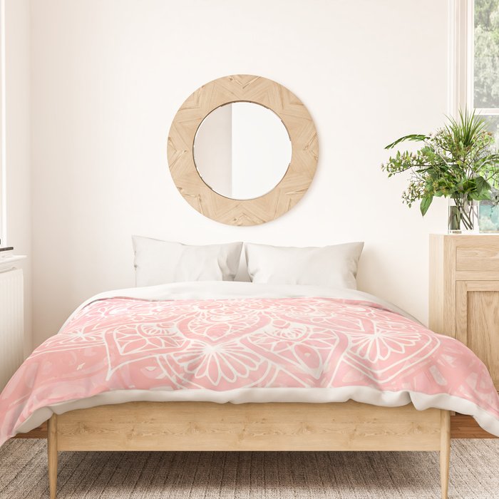 Mandala, Yoga Love, Coral, Wall Art Boho Duvet Cover Gallery Image 3