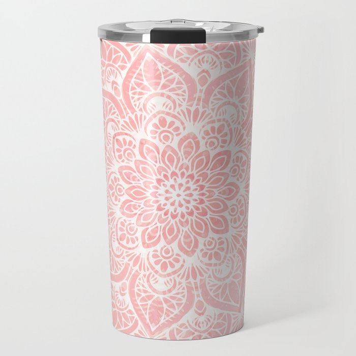 Mandala, Yoga Love, Coral, Wall Art Boho Travel Mug Gallery Image 1
