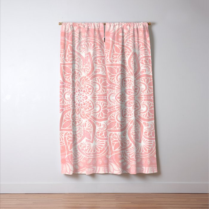 Mandala, Yoga Love, Coral, Wall Art Boho Window Curtain Gallery Image 3