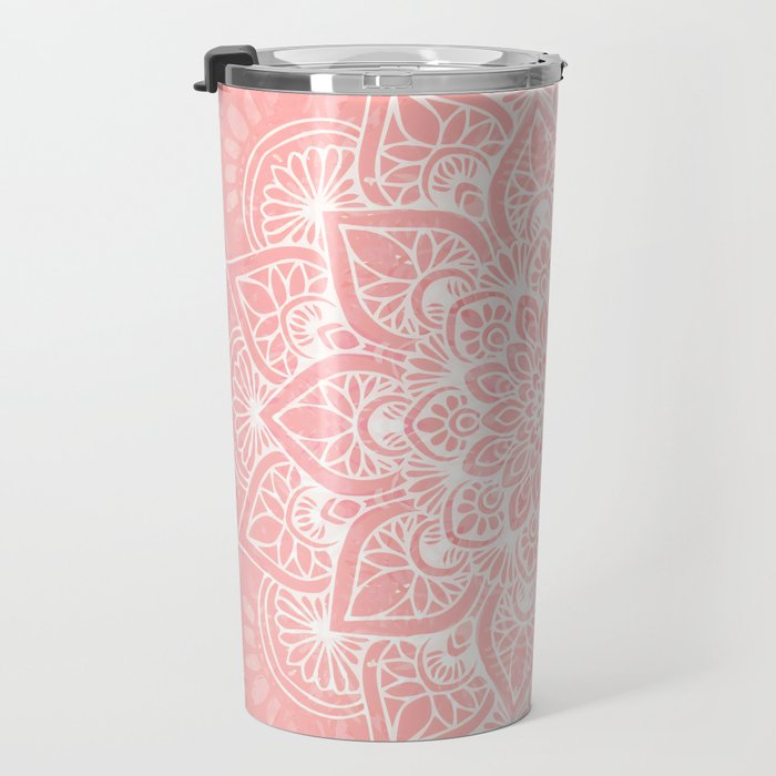 Mandala, Yoga Love, Coral, Wall Art Boho Travel Mug Gallery Image 3