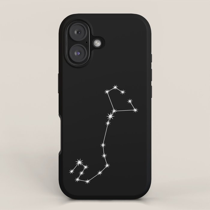 Scorpio Zodiac Star Constellation Line Art Black iPhone Case Gallery Image 1