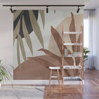 Abstract Art Tropical Leaves 4 Mocha Mousse Wall Mural Gallery Image 1
