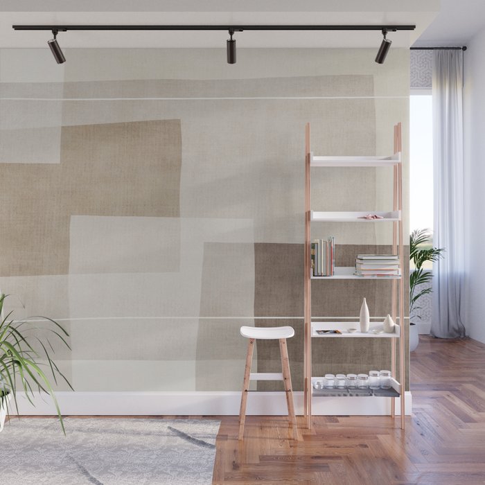 Neutral Minimalism Beige Tan Sand Abstract Artwork Wall Mural Gallery Image 1
