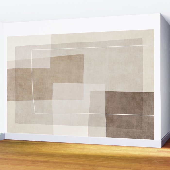 Neutral Minimalism Beige Tan Sand Abstract Artwork Wall Mural Gallery Image 2