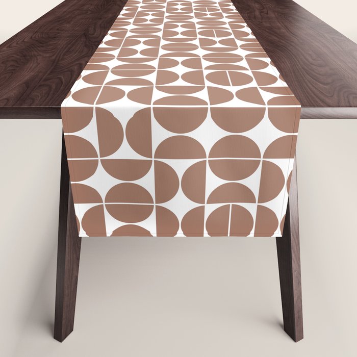 Mid Century Modern Geometric 04 Mocha Mousse Table Runner Gallery Image 1