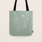 Libra Zodiac Star Constellation Line Art Soft Sage Tote Bag Gallery Image 1