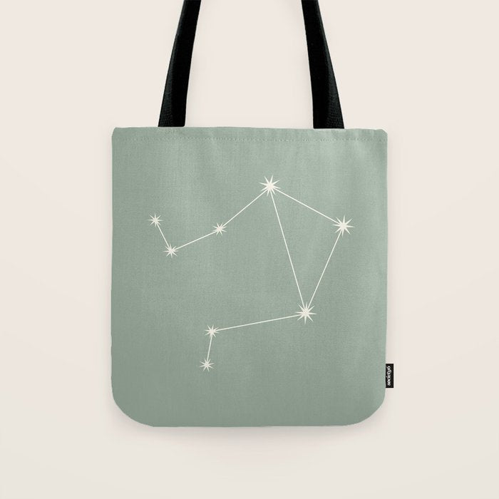 Libra Zodiac Star Constellation Line Art Soft Sage Tote Bag Gallery Image 1